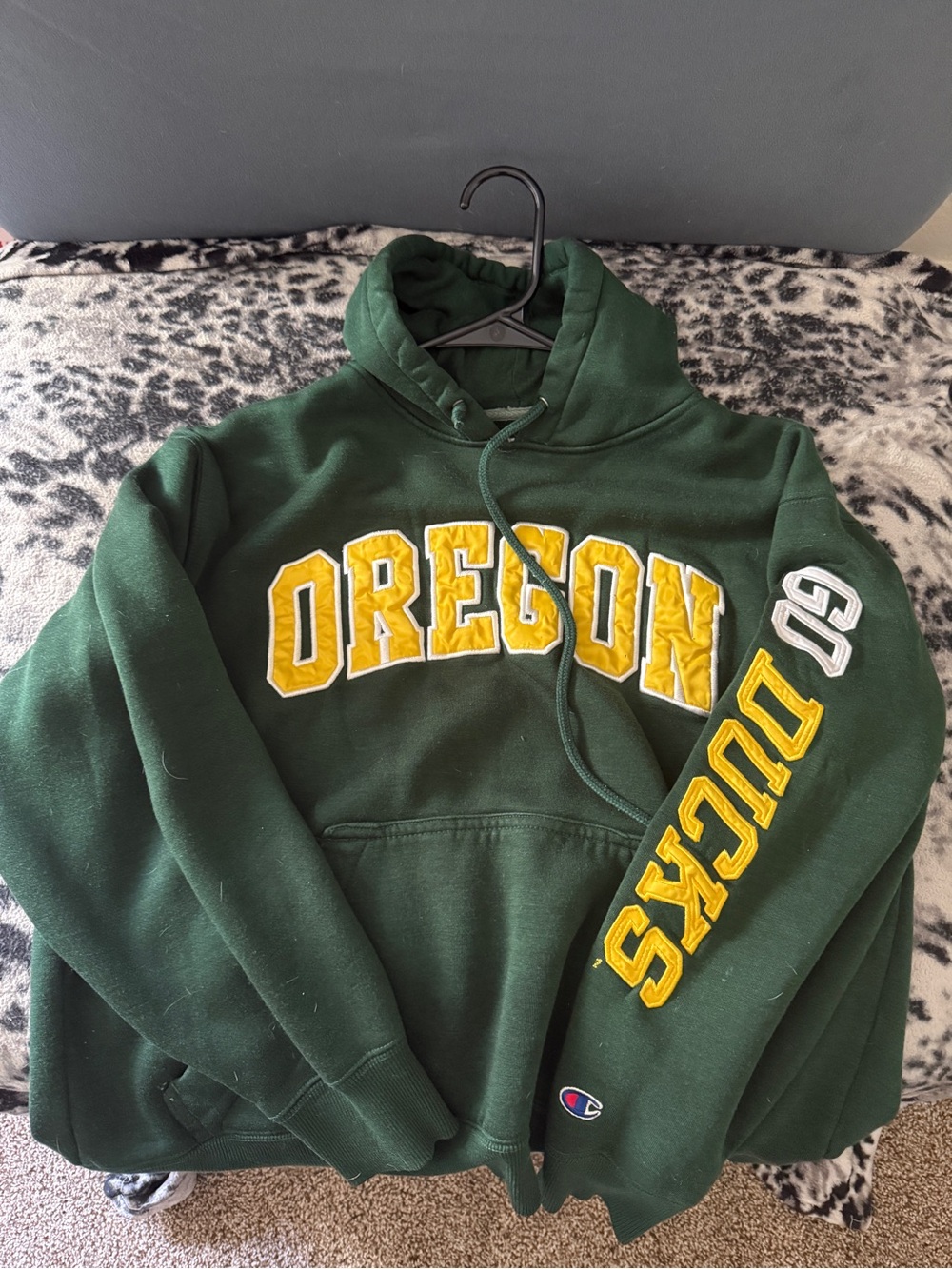 Champion University of Oregon Ducks Hoodie Green Gold Size Medium